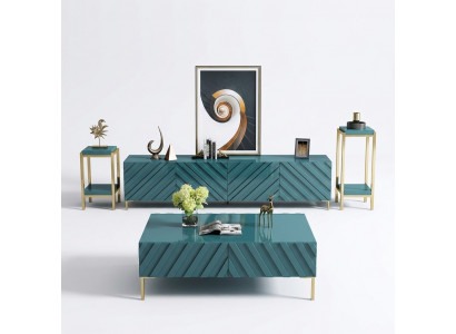 Sideboard 2x Side Stand Coffee Table Designer Living Room Metal