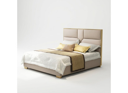 Luxury design leather bed metal gold beds upholstery hotel 180x200cm