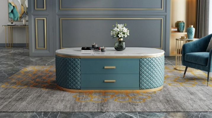 High-quality living room coffee tables - oval designer stainless steel table luxury