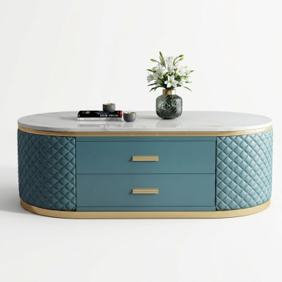 High-quality living room coffee tables - oval designer stainless steel table luxury
