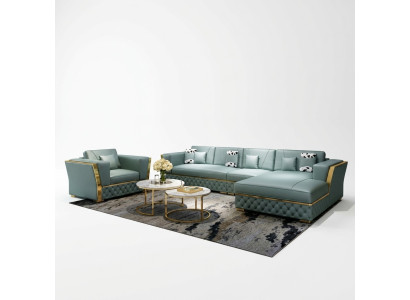 Living landscape corner sofa L-shape armchair set decor suite modern sofa leather