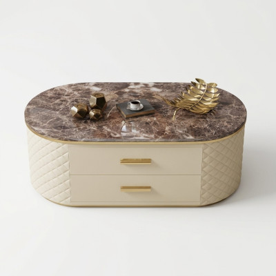 Design coffee table marble stone imitation living coffee sofa table side.