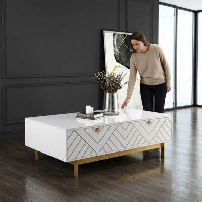 Noble high-gloss coffee table table stainless steel sofa side table USA luxury