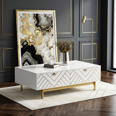 Noble high-gloss coffee table table stainless steel sofa side table USA luxury