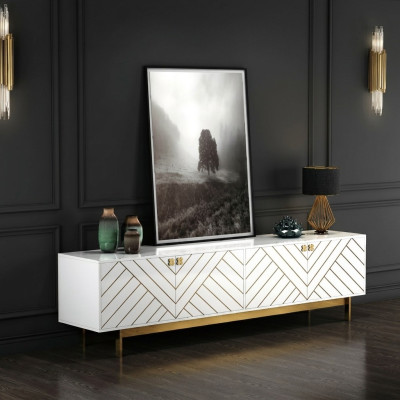 Noble High Gloss Sideboard Stainless Steel Sideboard USA Luxury Class