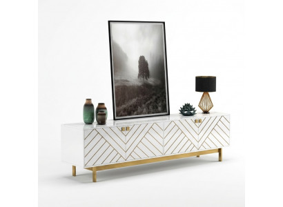 Noble High Gloss Sideboard Stainless Steel Sideboard USA Luxury Class