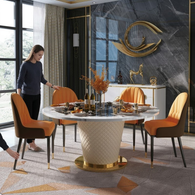 Designer dining room chair set tables armchairs 4x chairs table set