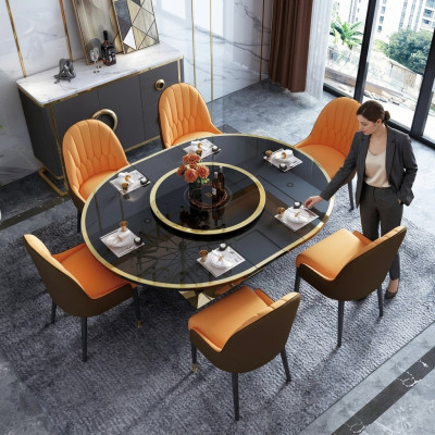 Designer dining table oval glass round tables modern extendable