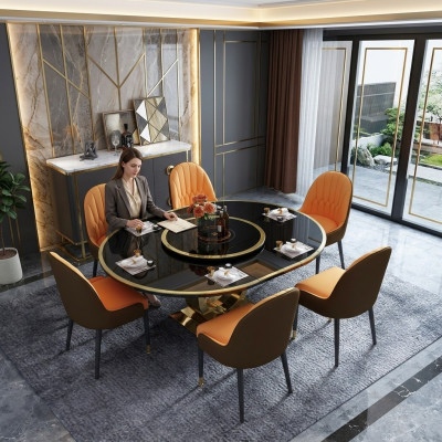 Design dining room chair set metal tables armchairs 6x chairs + table set