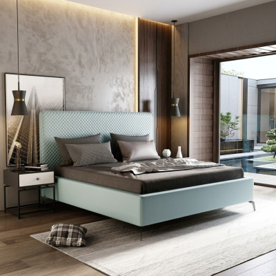 Double bed leather bed beds bed leather upholstery bedroom marriage