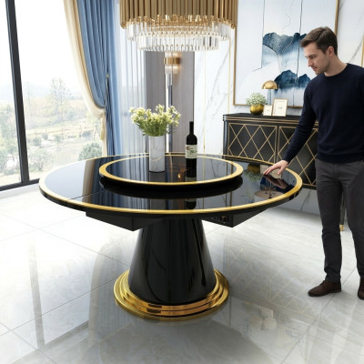Luxury dining table round dining tables rotating living dining room decor round table
