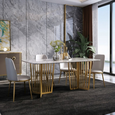 Complete set: dining table + 4 chairs dining room set dining decor group wood table