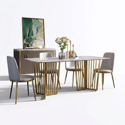 Complete set: dining table + 4 chairs dining room set dining decor group wood table