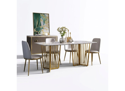 Complete set: dining table + 4 chairs dining room set dining decor group wood table