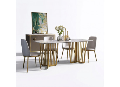 Complete set: dining table + 4 chairs dining room set dining decor group wood table