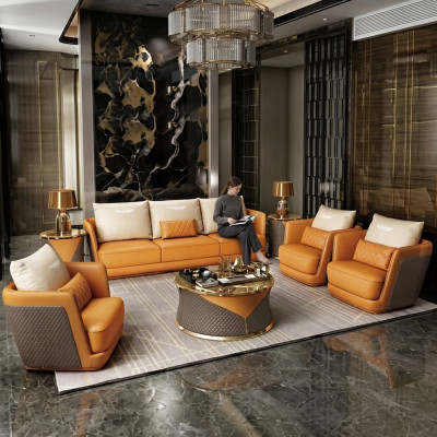 Noble luxury class living room set upholstered sofa couch 4-piece set