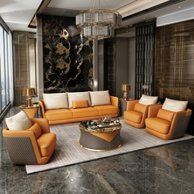 Noble luxury class living room set upholstered sofa couch 4-piece set