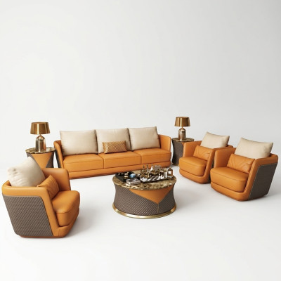 Noble luxury class living room set upholstered sofa couch 4-piece set