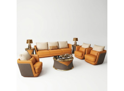 Noble luxury class living room set upholstered sofa couch 4-piece set