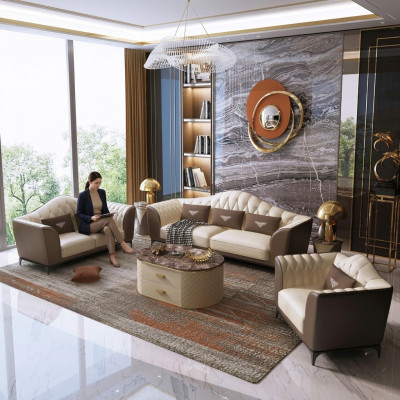 Complete Set Sofa Suite 3+2+1 Design Leather Sofa Leather Suite Couches