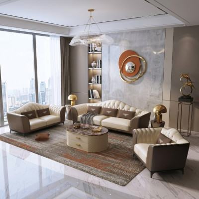Complete Set Sofa Suite 3+2+1 Design Leather Sofa Leather Suite Couches