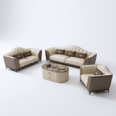 Complete Set Sofa Suite 3+2+1 Design Leather Sofa Leather Suite Couches