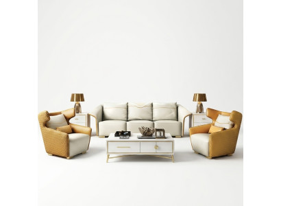 Luxury furniture sofa set couch sofa upholstery 3+1+1 couches yellow designer