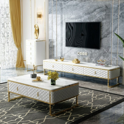 Couch table coffee side tables designer glass marble imitation stainless steel