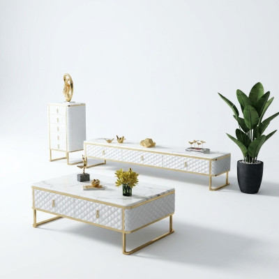 Couch table coffee side tables designer glass marble imitation stainless steel