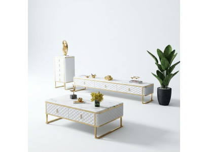 Couch table coffee side tables designer glass marble imitation stainless steel