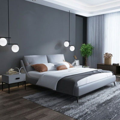 Modern wood bed, noble designer furniture, double beds, new bedroom.