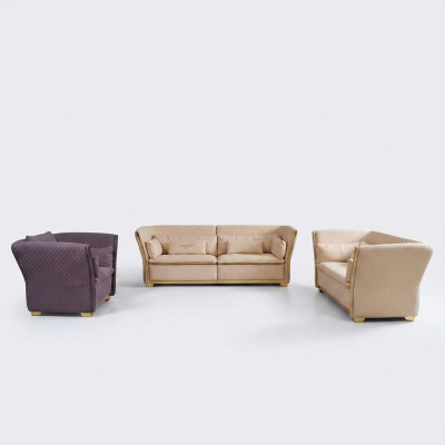 Relax Seating Set 3+2+1 Design Sofas Upholstered Couches Leather