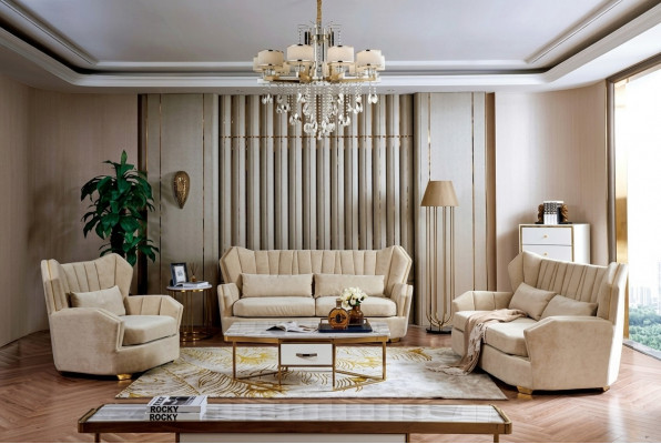Sofa Couch Set Upholstered Seating Complete Set 3+2+1 Decorative Sofas Designer