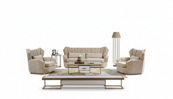 Sofa Couch Set Upholstered Seating Complete Set 3+2+1 Decorative Sofas Designer