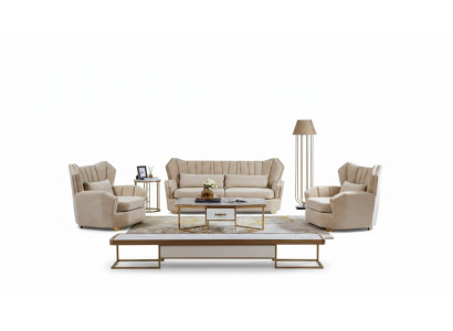 Sofa Couch Set Upholstered Seating Complete Set 3+2+1 Decorative Sofas Designer