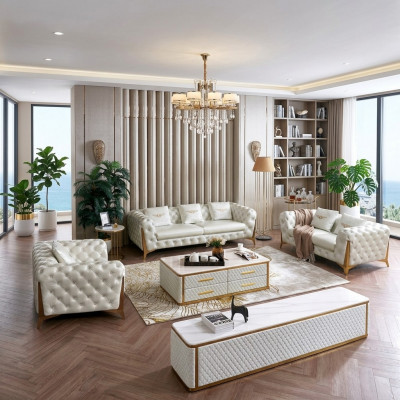 Italian luxury furniture living room seating 3+2+1 sofa set furniture couch