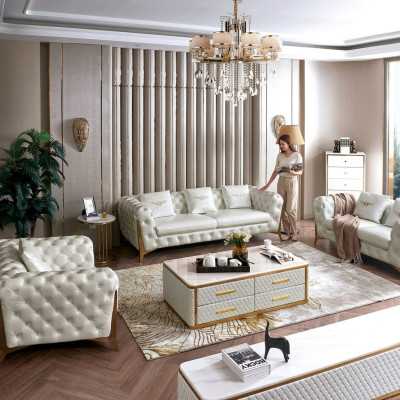 Luxury Chesterfield sofa set 3+2+1 seater furniture couch
