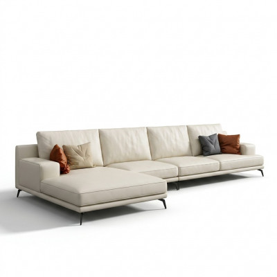 Modern sofa corner set L-shape upholstered seating corner couch + stool Italy