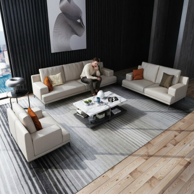 Modern white leather suite 3+2 seater living room exclusive sofas 2-piece set.