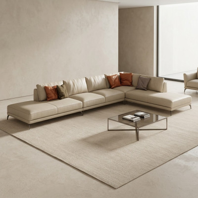 Living landscape L-shape corner sofa couch design upholstery leather suite sofa