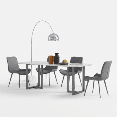 Design dining room set table + 4 chairs seat cushion decor suite tables