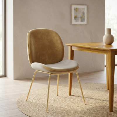 Chair 1x Luxury Design Upholstered Designer Chairs Seat Back Office Dining Room