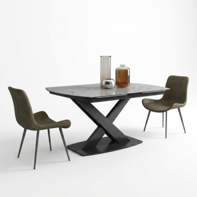Design dining room set table + 2 chairs seat cushion suite tables backrest