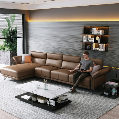 Modern living landscape corner sofa couch upholstery leather seat corner suite