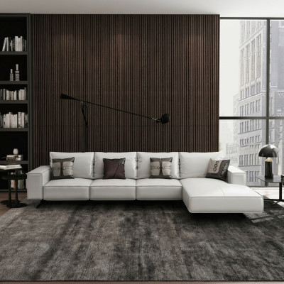 Modern living landscape corner sofa couch upholstery leather seat corner decor set