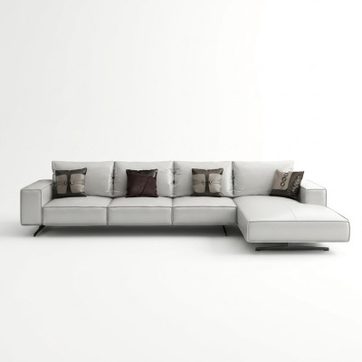 Modern living landscape corner sofa couch upholstery leather seat corner decor set