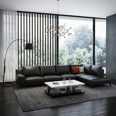 Living Room Landscape L-Shape Corner Sofa Couch Leather Design Upholstery Suite Sofa