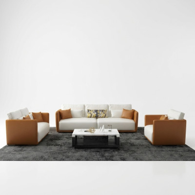 Luxury furniture sofa set couch sofa upholstery 3 2 1 couches orange leather