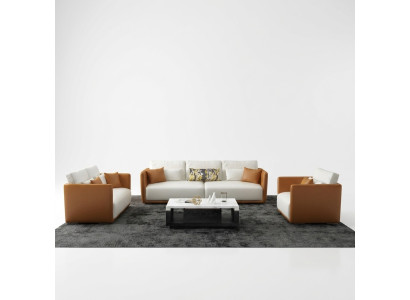 Luxury furniture sofa set couch sofa upholstery 3 2 1 couches orange leather