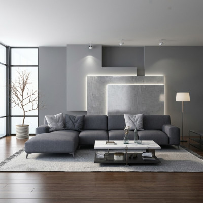 Living landscape L-shaped corner sofa leather couch design upholstery suite sofa